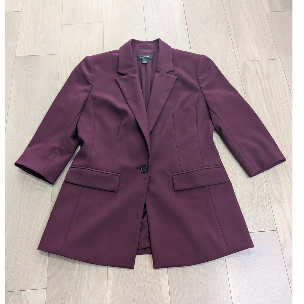 Halogen Burgundy Wine Tailored 3/4 Sleeve Blazer S - Picture 4 of 13